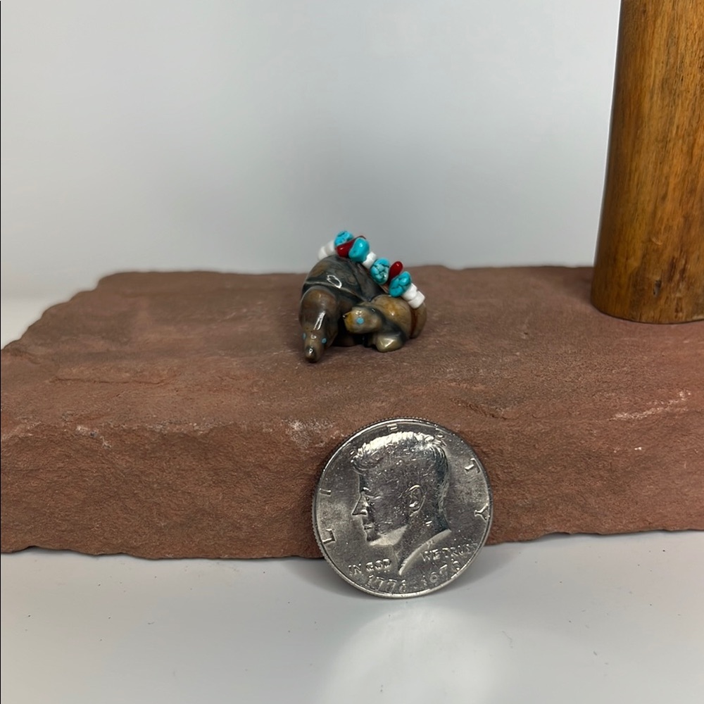 Handcrafted double Bear Figurine of Picasso Marble.